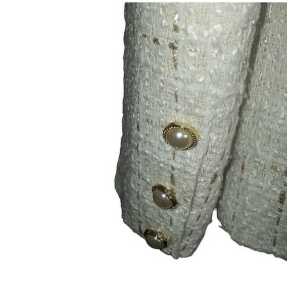 NANETTE LEPORE CLAPTON BOUCLE JACKET CREAM & GOLD TWEED SZ.S NWT - Picture 7 of 12